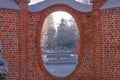 Winter morning in the Manor Park in the town of IÃâowa in western Poland. Lunar Gates.